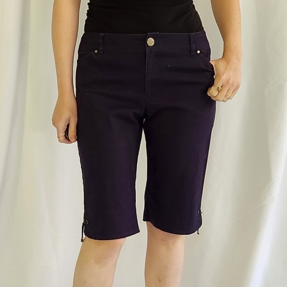 Navy Blue Tribal Bermuda Shorts‎